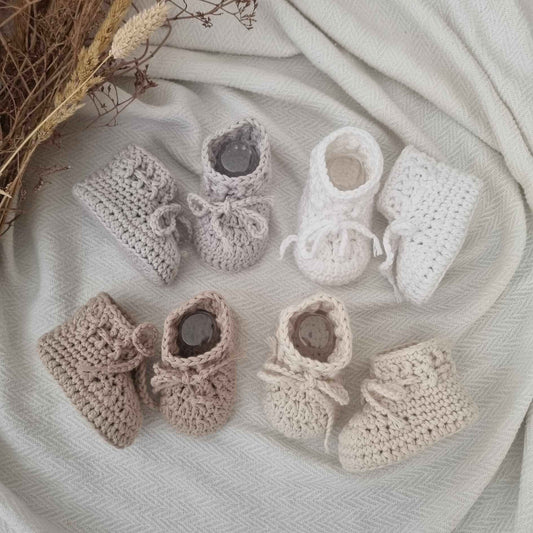 Cotton baby tie booties - 4 colours
