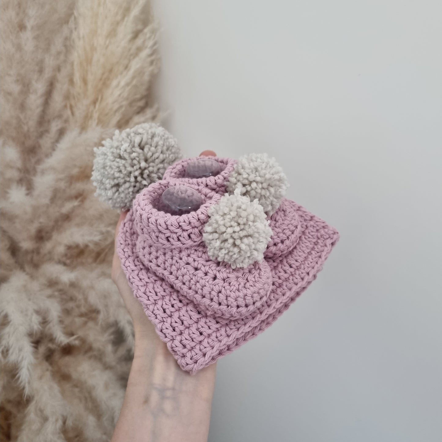 Cotton Baby Hat and Booties (Blossom)
