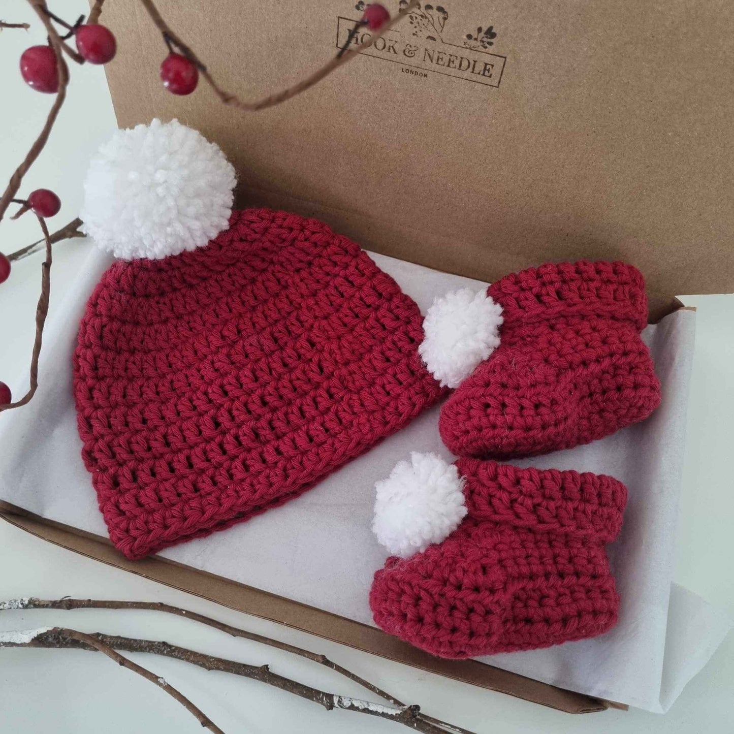 Baby Christmas Hat & Booties Set