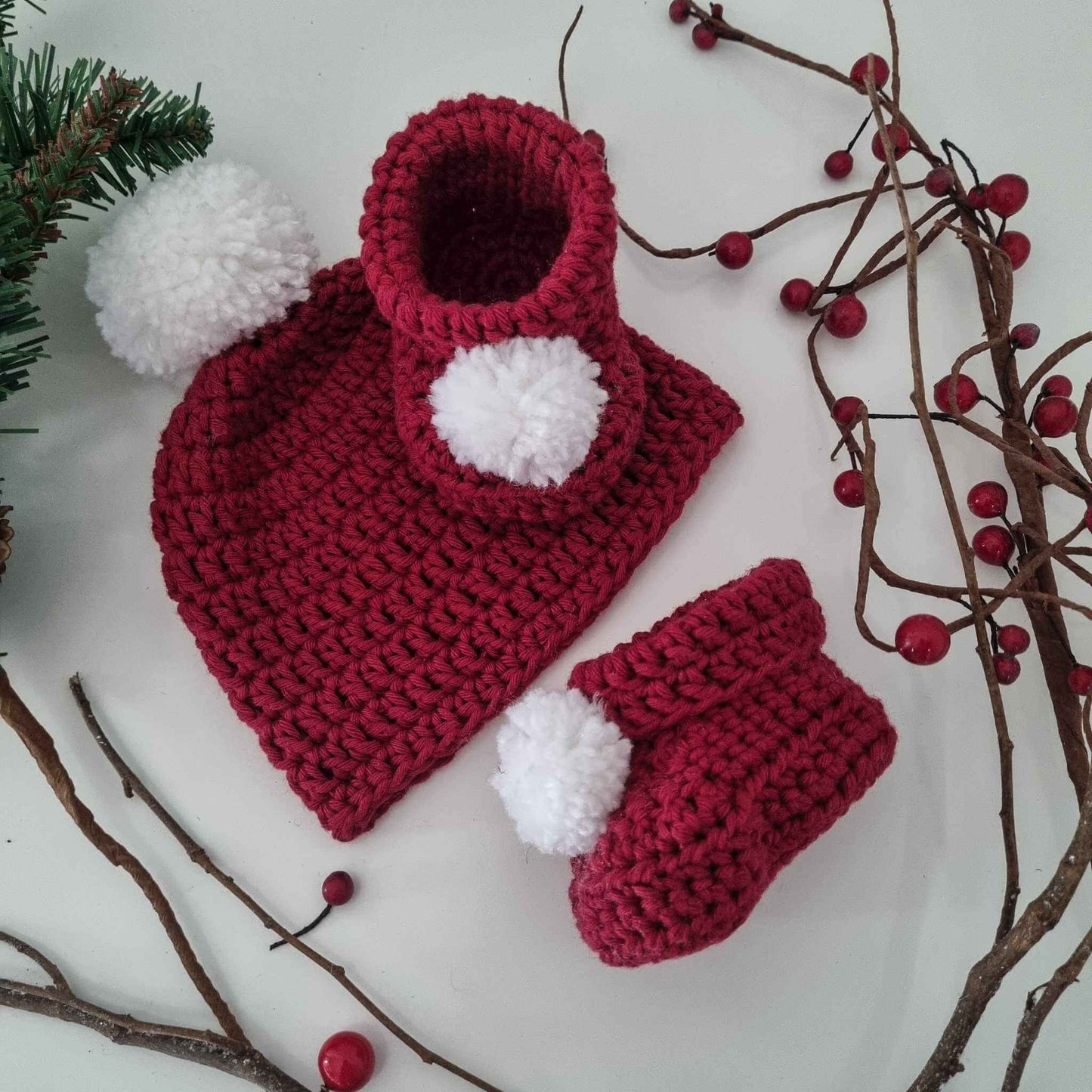 Baby Christmas Hat & Booties Set